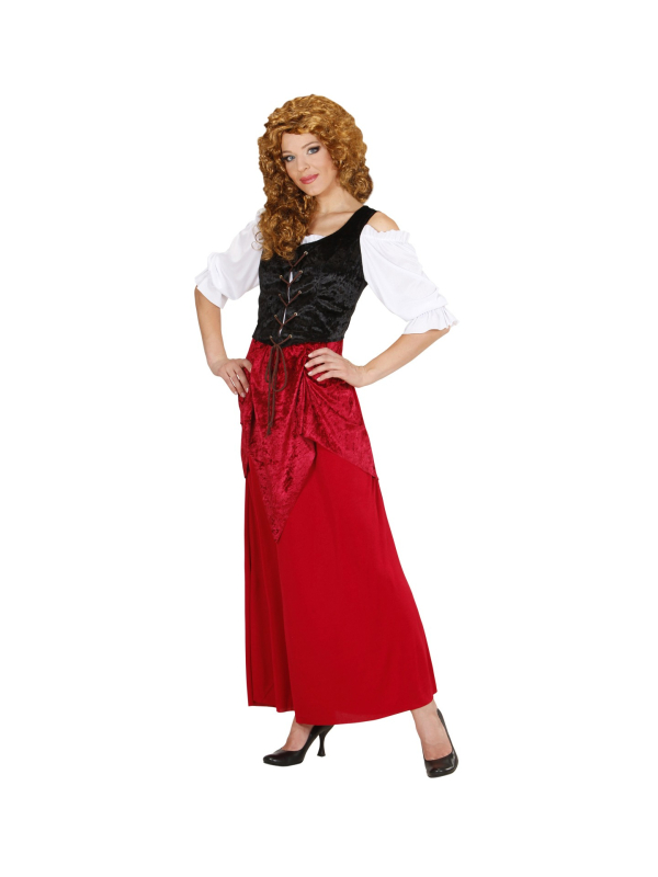 Déguisement femme aubergiste rouge et noir (robe)