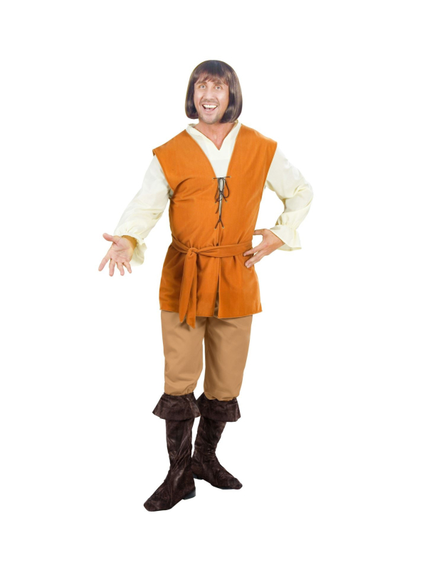 Déguisement Paysan Médiéval (chemise, gilet, pantalon, ceinture, sur-bottes)