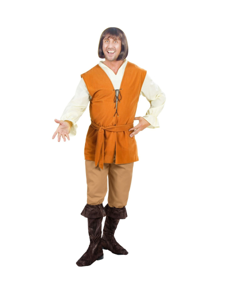 Déguisement Paysan Médiéval (chemise, gilet, pantalon, ceinture, sur-bottes)