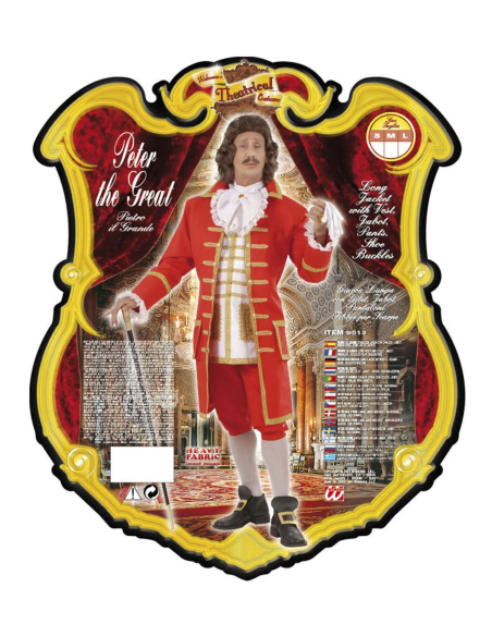 Déguisement Pierre Le Grand Homme (veste longue avec gilet, jabot, pantalon, boucles chaussures)