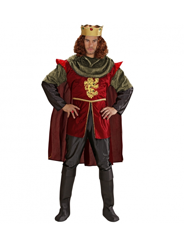 Déguisement Cavalier Royal Homme (manteau, cape, pantalon, sur-bottes, couronne avec pierres précieuses)