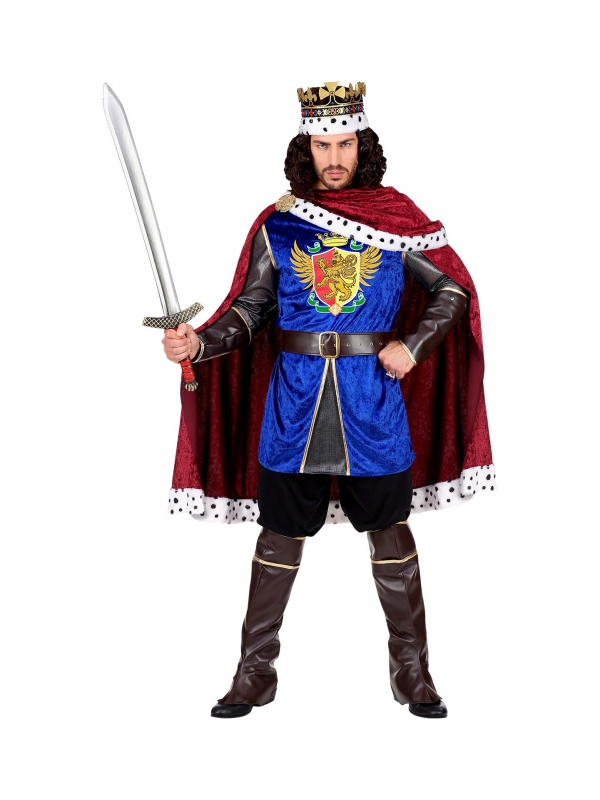 Déguisement Roi Homme (manteau, ceinture, cape, couvre-bottes, couronne)
