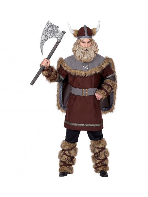 Déguisement Viking Homme (tunique, pantalon, ceinture, couvre-bottes, cape, casque)