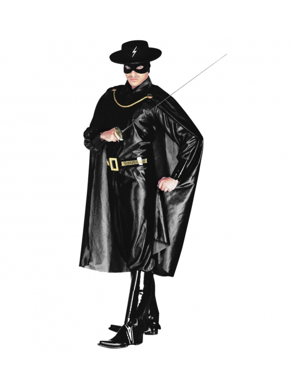 Déguisement Bandit Masqué Homme (costume, ceinture, surbottes, cape, masque)
