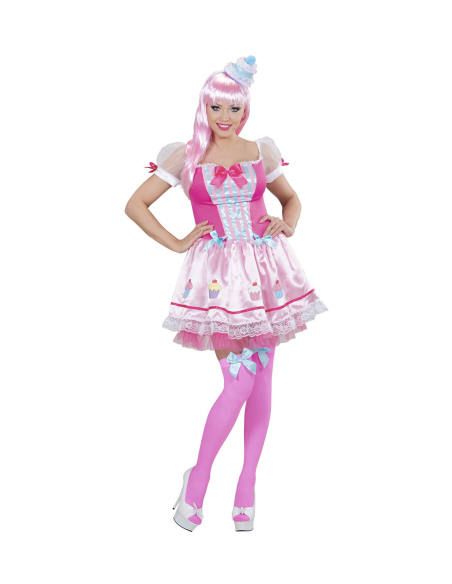 Déguisement Cupcake rose femme (robe, mini-chapeau)