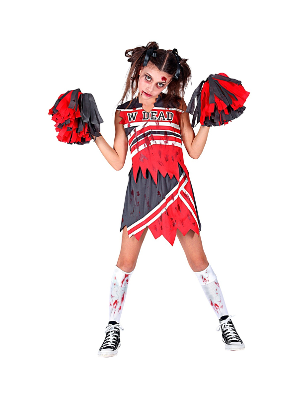 Déguisement Pom Pom Girl Zombie fille (haut, jupe, pom pom)