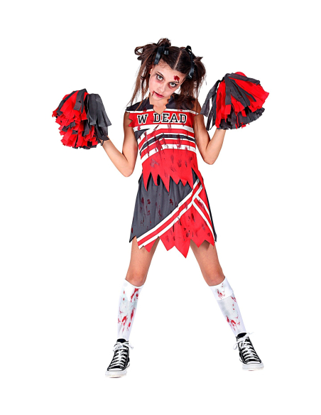 Déguisement Pom Pom Girl Zombie fille (haut, jupe, pom pom)
