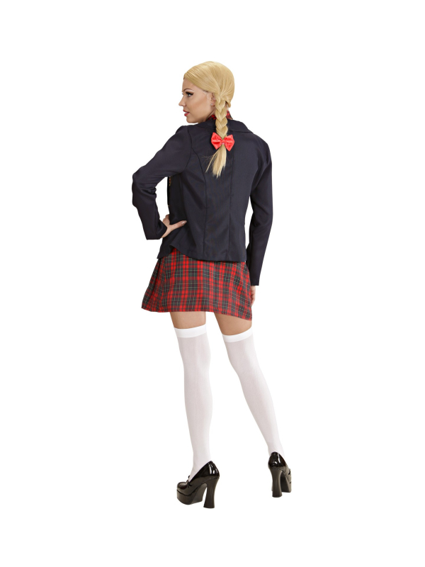 Déguisement collégienne femme (veste, tie top, jupe, petite cravate)