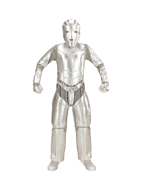 Déguisement envahisseur de l'espace enfant gris métallisé (combinaison, masque)
