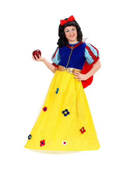 Déguisement Princesse des fables bleu et jaune (robe, cape, ceinture)