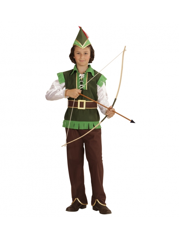 Déguisement Robin des bois vert et marron garçon (manteau, pantalon, ceinture, chapeau)