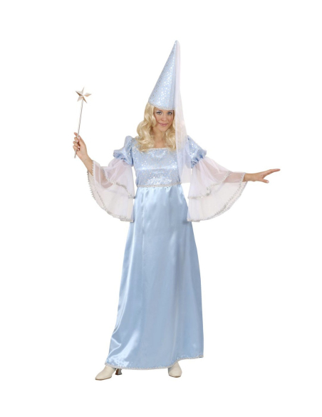 Déguisement fée femme, turquoise (robe, chapeau avec voile)