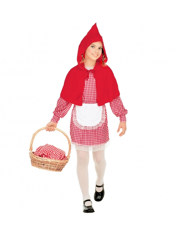 Déguisement du Petit Chaperon Rouge (robe, tablier, cape avec capuche)