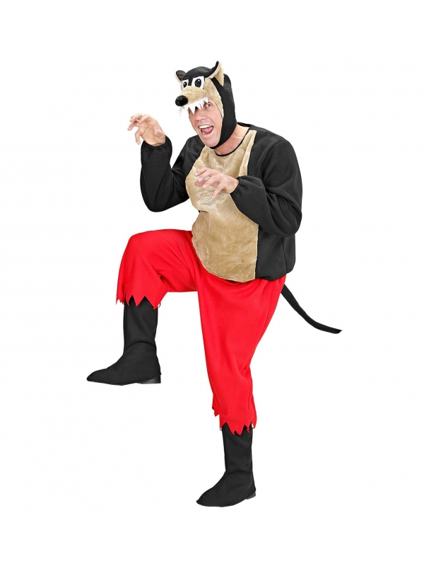 Déguisement Loup Adulte (casaque doublée, pantalon, sur bottes, couvre-chef avec masque)
