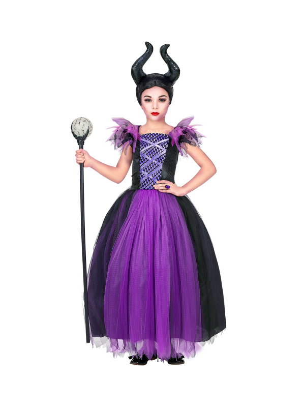 Déguisement Maléfique violet et noir (robe, bandeau)