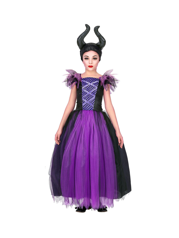 Déguisement Maléfique violet et noir (robe, bandeau)