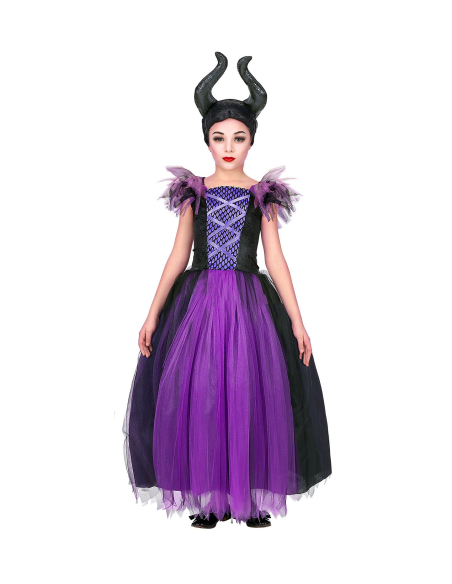Déguisement Maléfique violet et noir (robe, bandeau)