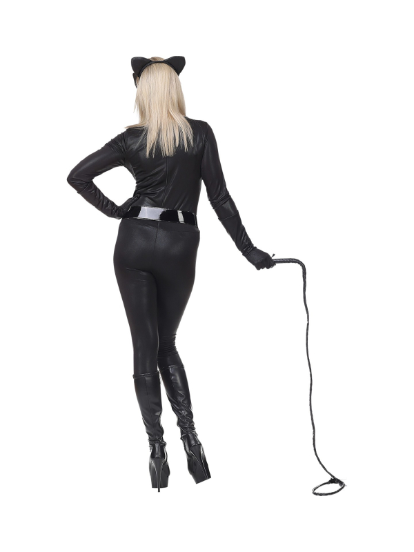 Déguisement super cat femme, noir (combinaison, gants, oreilles, masque)