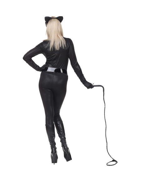 Déguisement super cat femme, noir (combinaison, gants, oreilles, masque)