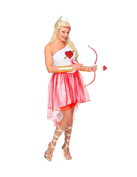 Déguisement Cupidon femme (robe, ceinture, bracelets, bandeau)