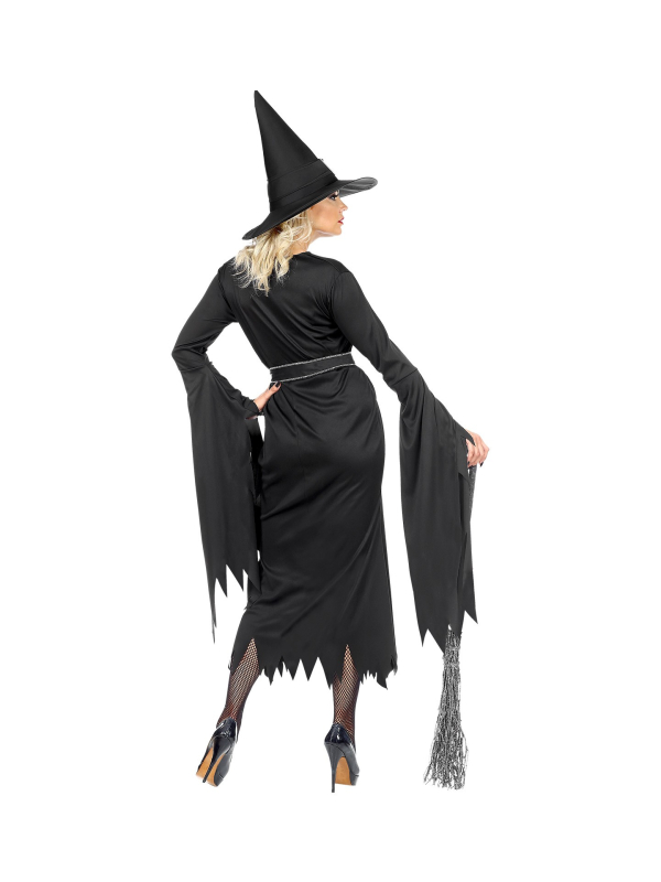 Déguisement Sorcière femme noir (robe, ceinture, chapeau)