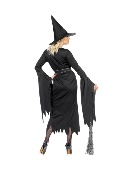 Déguisement Sorcière femme noir (robe, ceinture, chapeau)