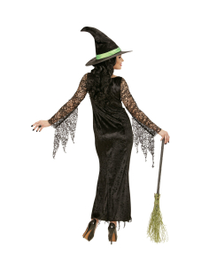 Déguisement sorcière, noir, femme (robe avec pierre, chapeau) 2