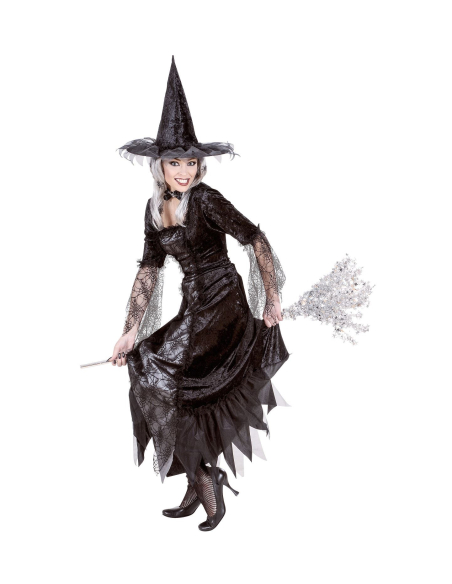 Déguisement sorcière toile d'araignée (robe à cerceau, chapeau)