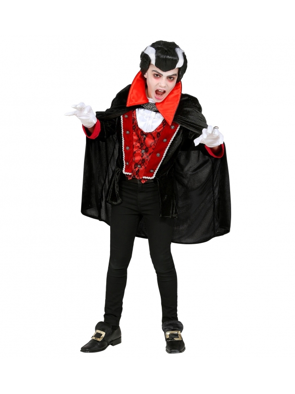 Déguisement Vampire Garçon (veste avec gilet, jabot, cape)