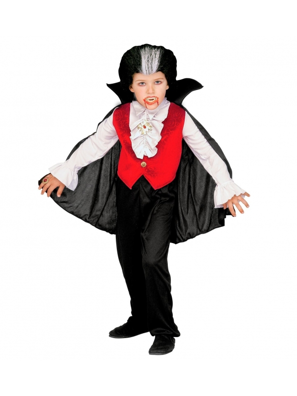 Déguisement Dracula garçon (chemise avec veste, jabots, pantalon, cape avec collar)