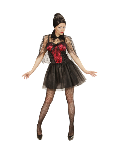Déguisement Vampire, Femme, Sexy rouge et noir (robe et cape)