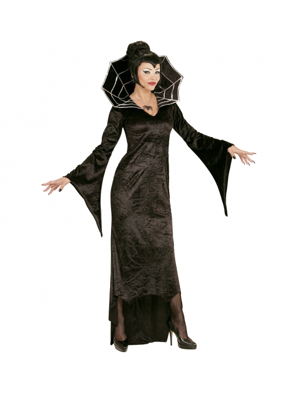 Déguisement vampire SPIDERELLA (robe longue noir avec col haut)