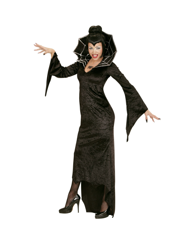 Déguisement vampire SPIDERELLA (robe longue noir avec col haut)