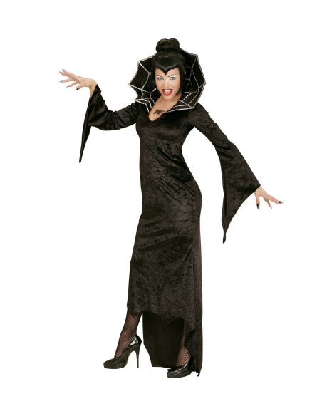 Déguisement vampire SPIDERELLA (robe longue noir avec col haut)