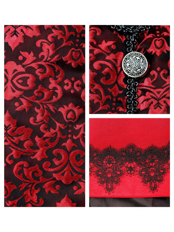 Costume femme vampire (robe longue, tour de cou avec jabot, mini haut-de-forme)