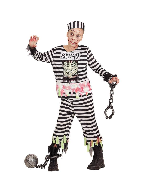 Déguisement de prisonnier zombie garçon (casaque, pantalon, chapeau)