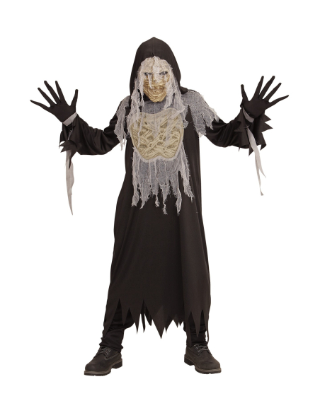 Déguisement Momie Enfant (tunique à capuche, gants, masque)