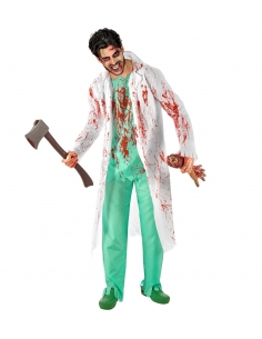 Déguisement Chirurgien Zombie Homme (blouse, chemise tachée, pantalon, gants)