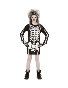 Robe squelette fille noir et blanc Halloween 2