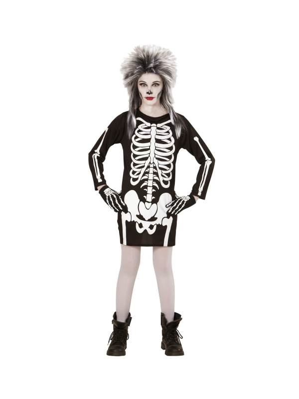 Robe squelette fille noir et blanc (robe)