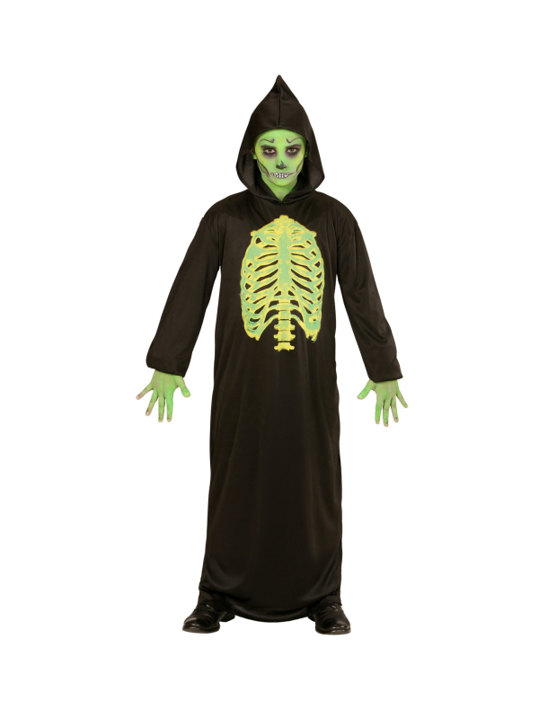 Déguisement fantôme toxique noir et vert enfant (tunique à capuche)