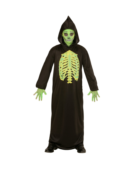 Déguisement fantôme toxique noir et vert enfant (tunique à capuche)