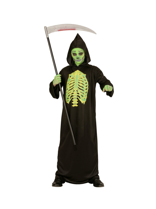 Déguisement fantôme toxique noir et vert enfant (tunique à capuche)