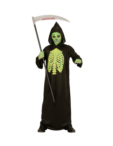 Déguisement fantôme toxique noir et vert enfant (tunique à capuche)