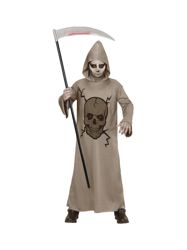 Déguisement faucheuse de la mort, gris, enfant (tunique à capuche)