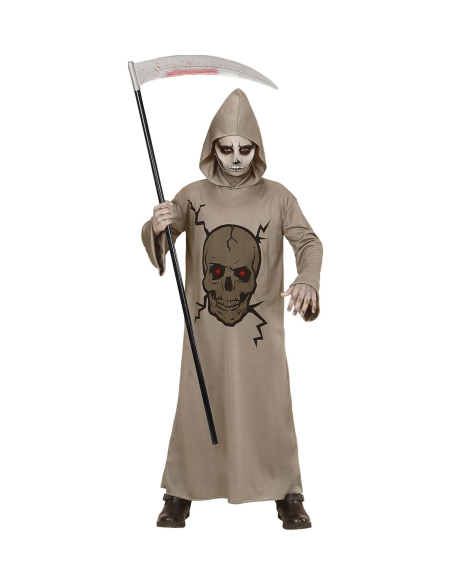 Déguisement faucheuse de la mort, gris, enfant (tunique à capuche)