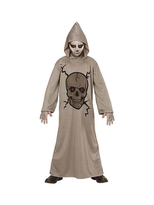 Déguisement faucheuse de la mort, gris, enfant (tunique à capuche)