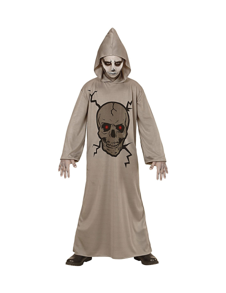 Déguisement faucheuse de la mort, gris, enfant (tunique à capuche)