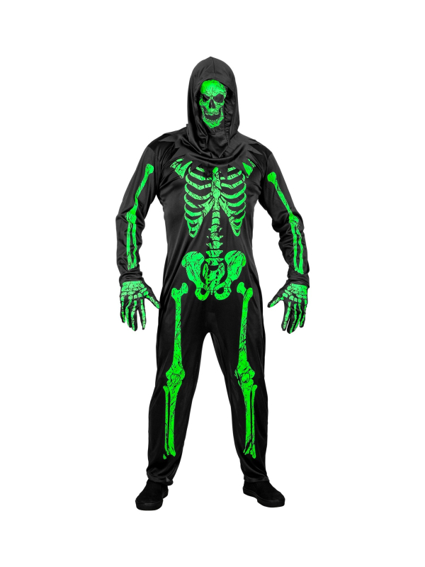 Déguisement Squelette Neon Homme (tenue, gants, masque)