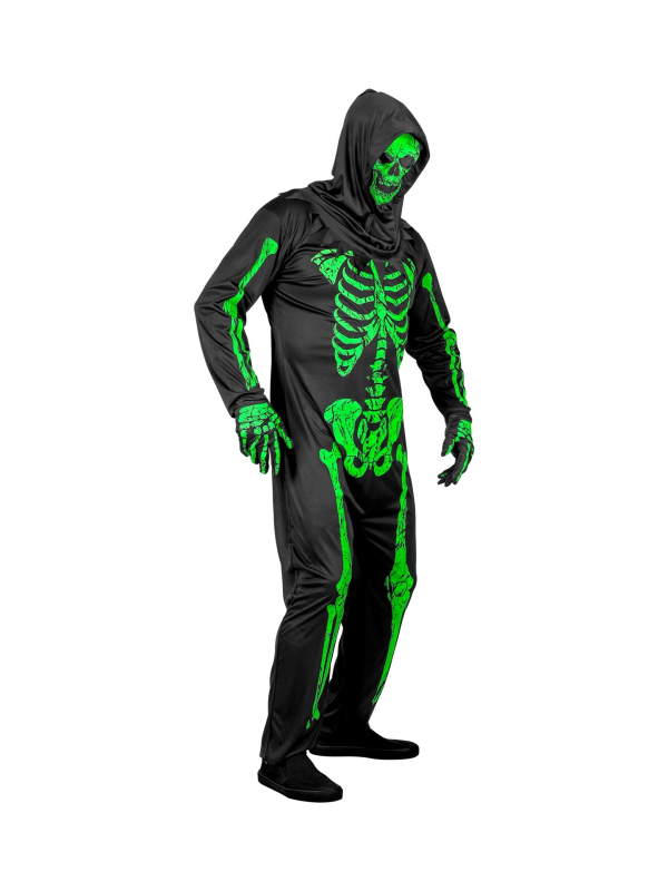 Déguisement Squelette Neon Homme (tenue, gants, masque)